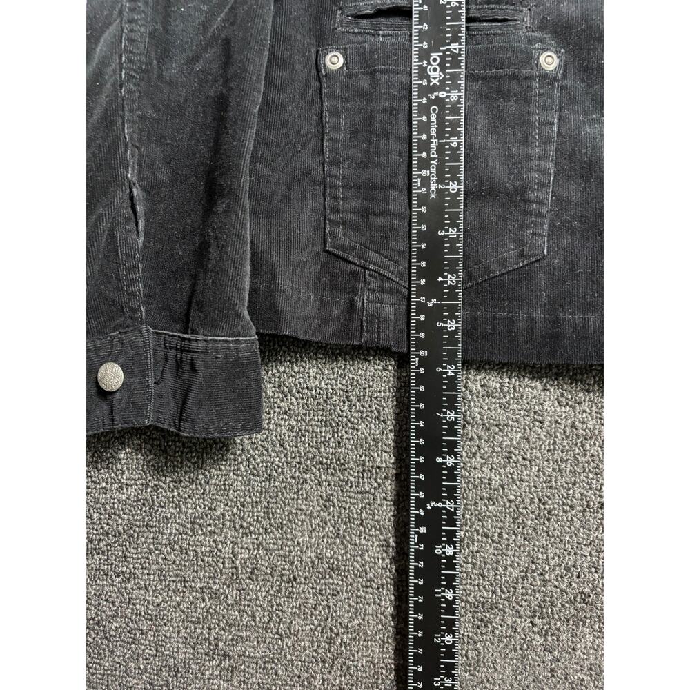 Chico's Corduroy Jacket Womens 2 US 12 Black Button Front Long Sleeve Pockets - Picture 5 of 6